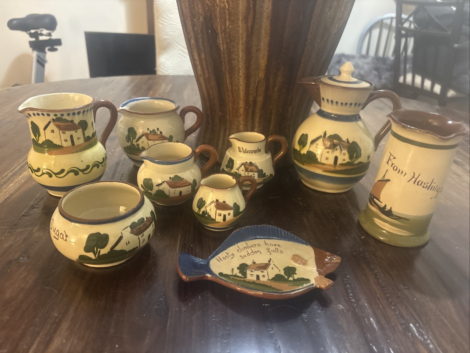 Antique Watcombe Torquay Devon Motto Ware England Set of 9 1930s