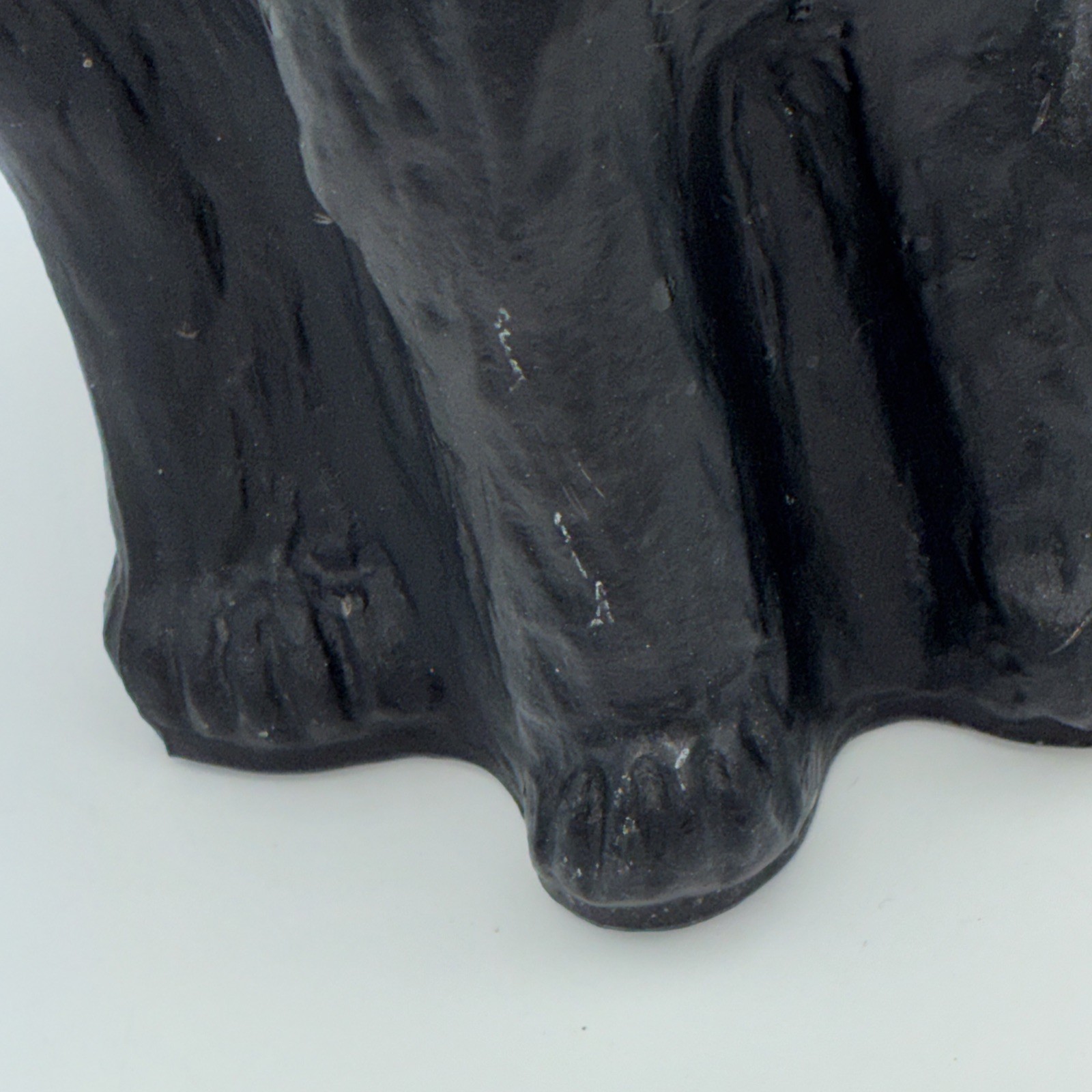 Vintage Tiffin Glass Painted Grotesque Cat Figurine Statue Black Satin – Chipped