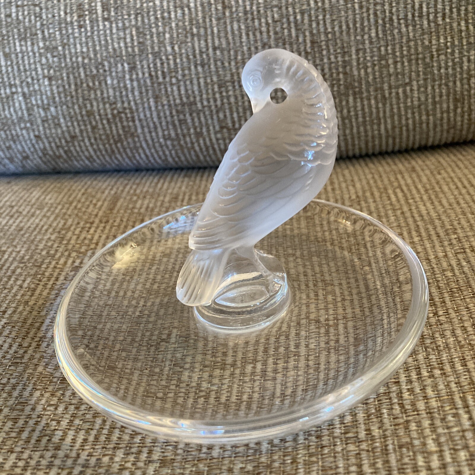 Lalique France ‘Tourterelle’ Turtledove Ring Holder/Trinket Dish