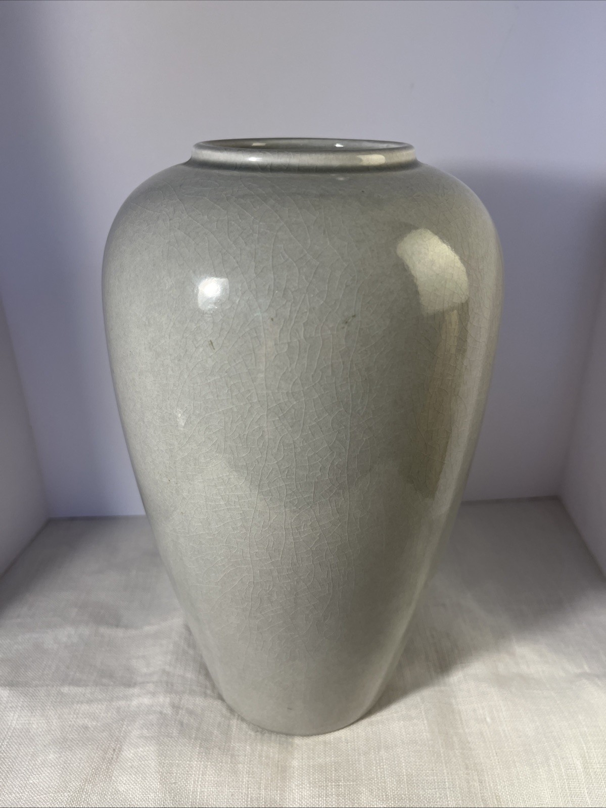 Royal Haeger Pottery Vase Light Gray 10 Inches Tall VTG MCM Minimalist Decor