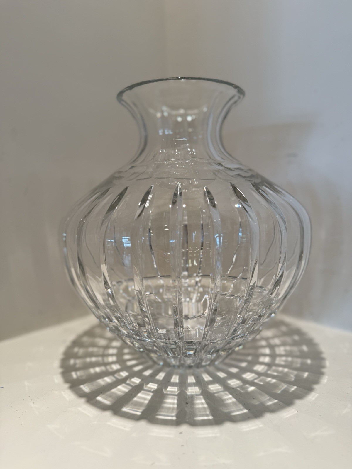 Large Rare Crystal Vase- Maker Unknown 10” tall- 8lbs+ statement piece