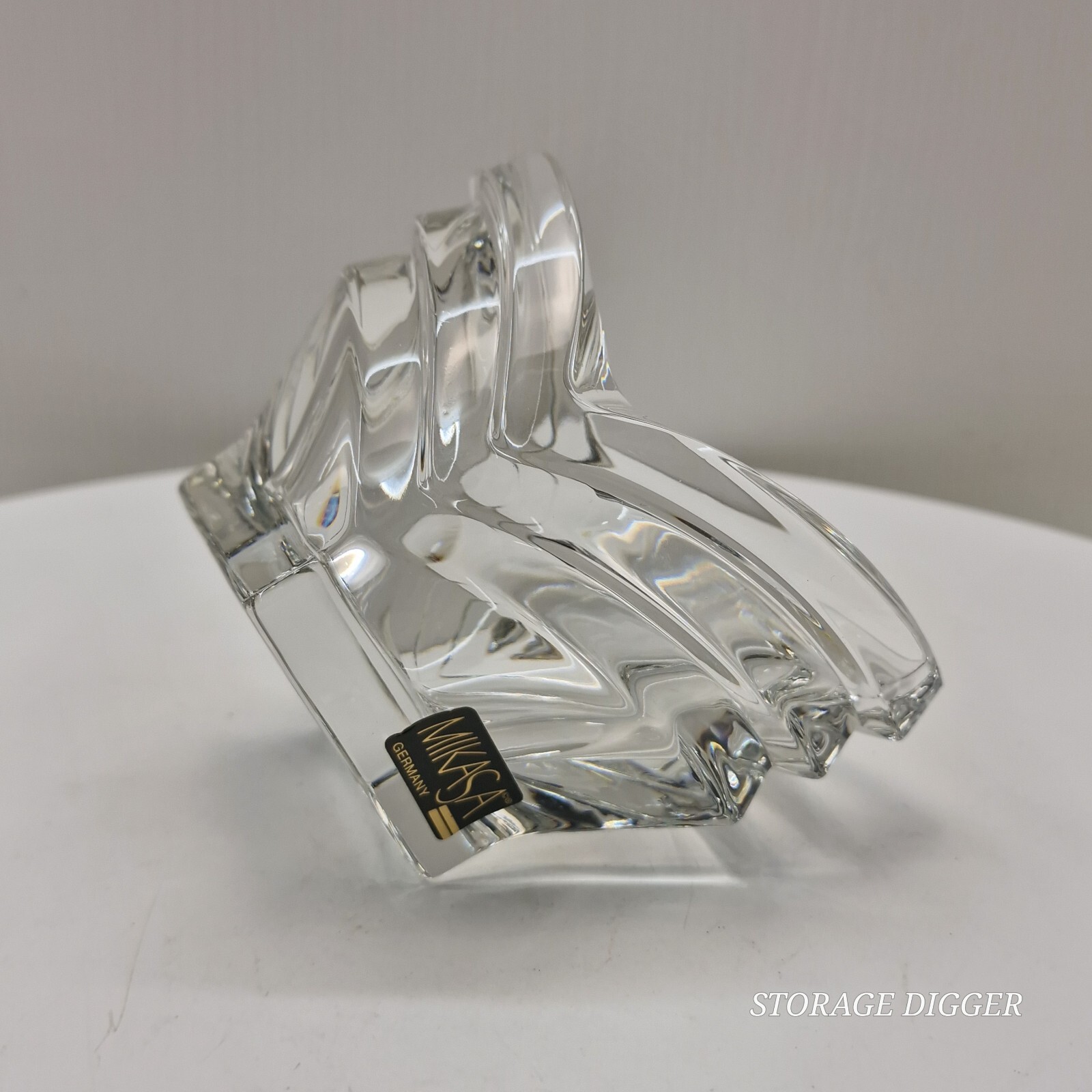 Vintage Mikasa Deco Crystal Glass Votive Tealight V-Shape Candle Holder 4.75 in