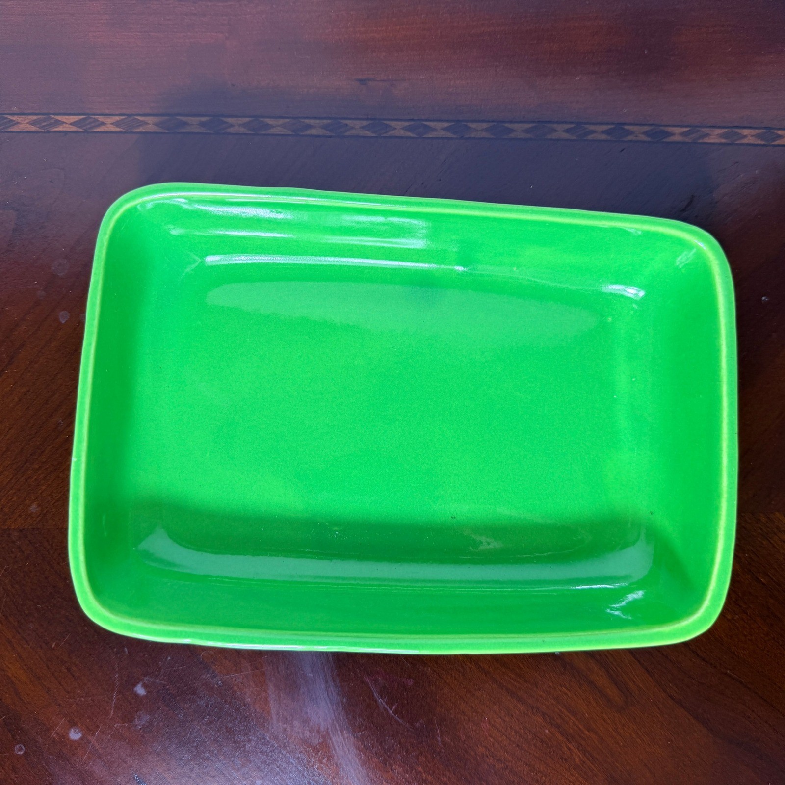 Vintage Haeger Pottery 3832 Lime Green Rectangular Ceramic Dish Planter USA MCM
