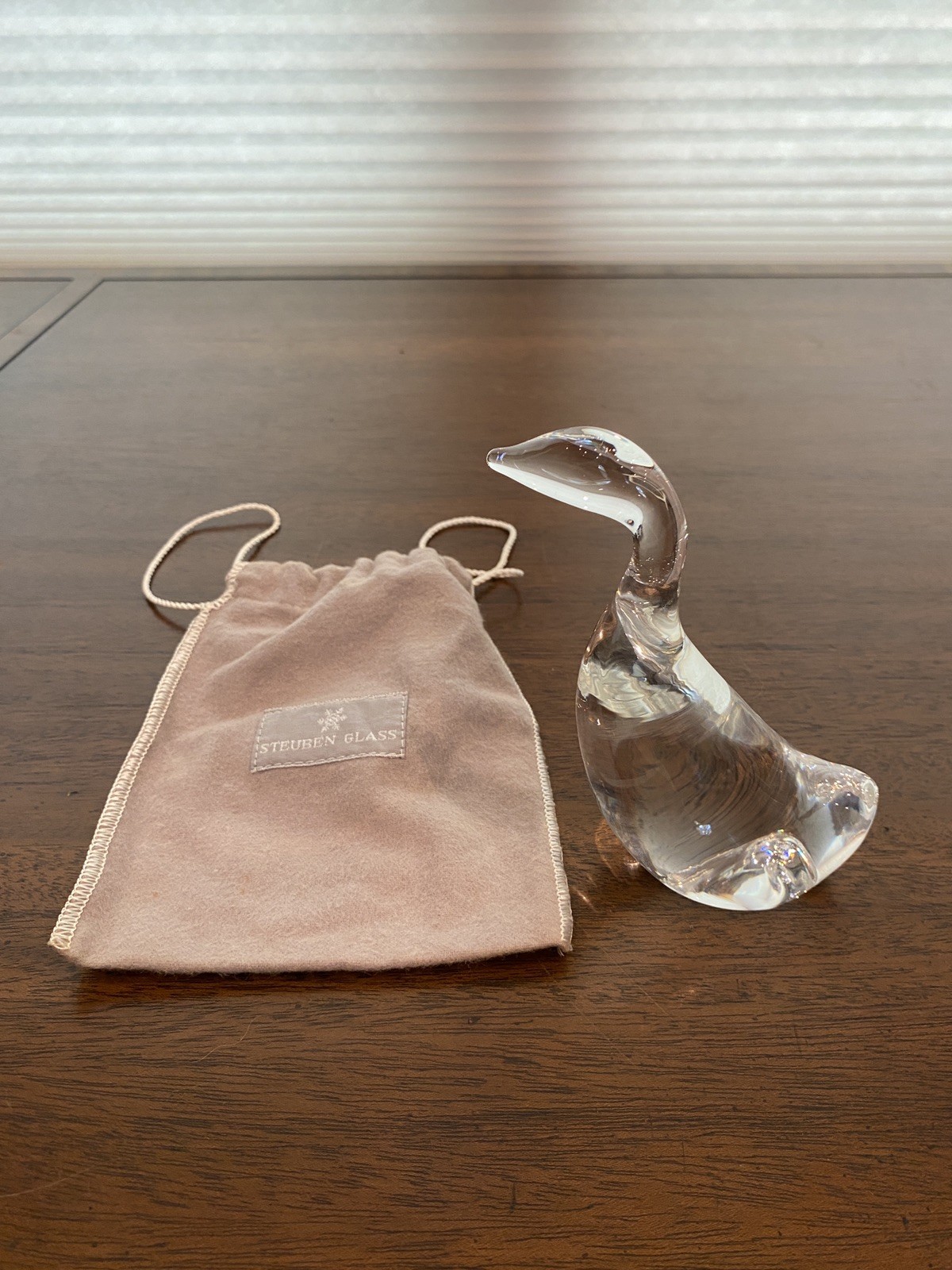 VTG STEUBEN Crystal Preening Goose & Gander By LLOYD ATKINS, SIGNED W/BAGS PAIR