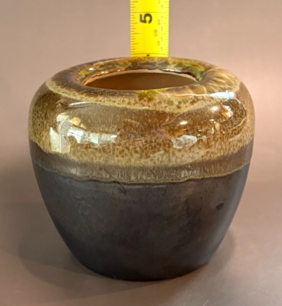 Mid-Century Modern California Art Pottery Drip Glaze Stoneware Vase Retro CA04