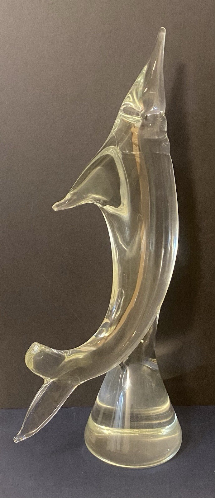 Art Glass Swordfish Sculpture 16” Tall Very Heavy Hand Made