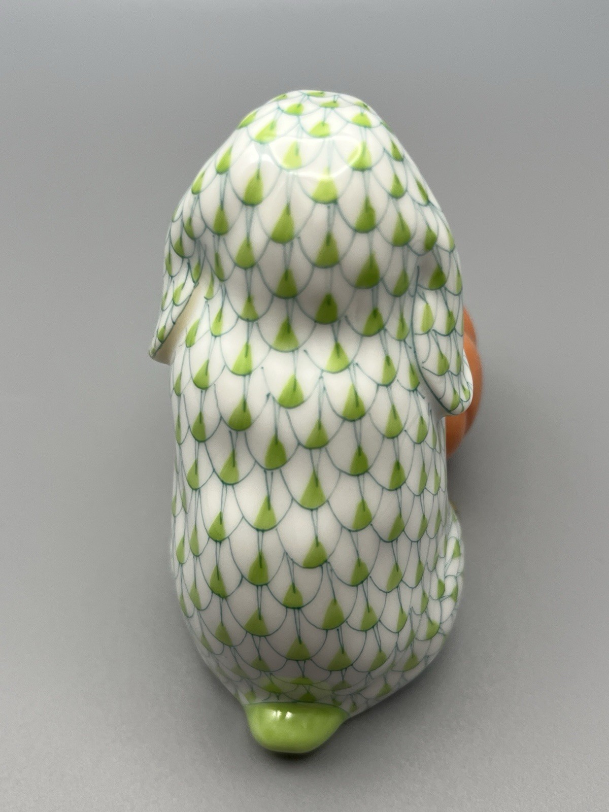 Herend Figurine Autumn Bunny w/ Pumpkin Key Lime Fishnet