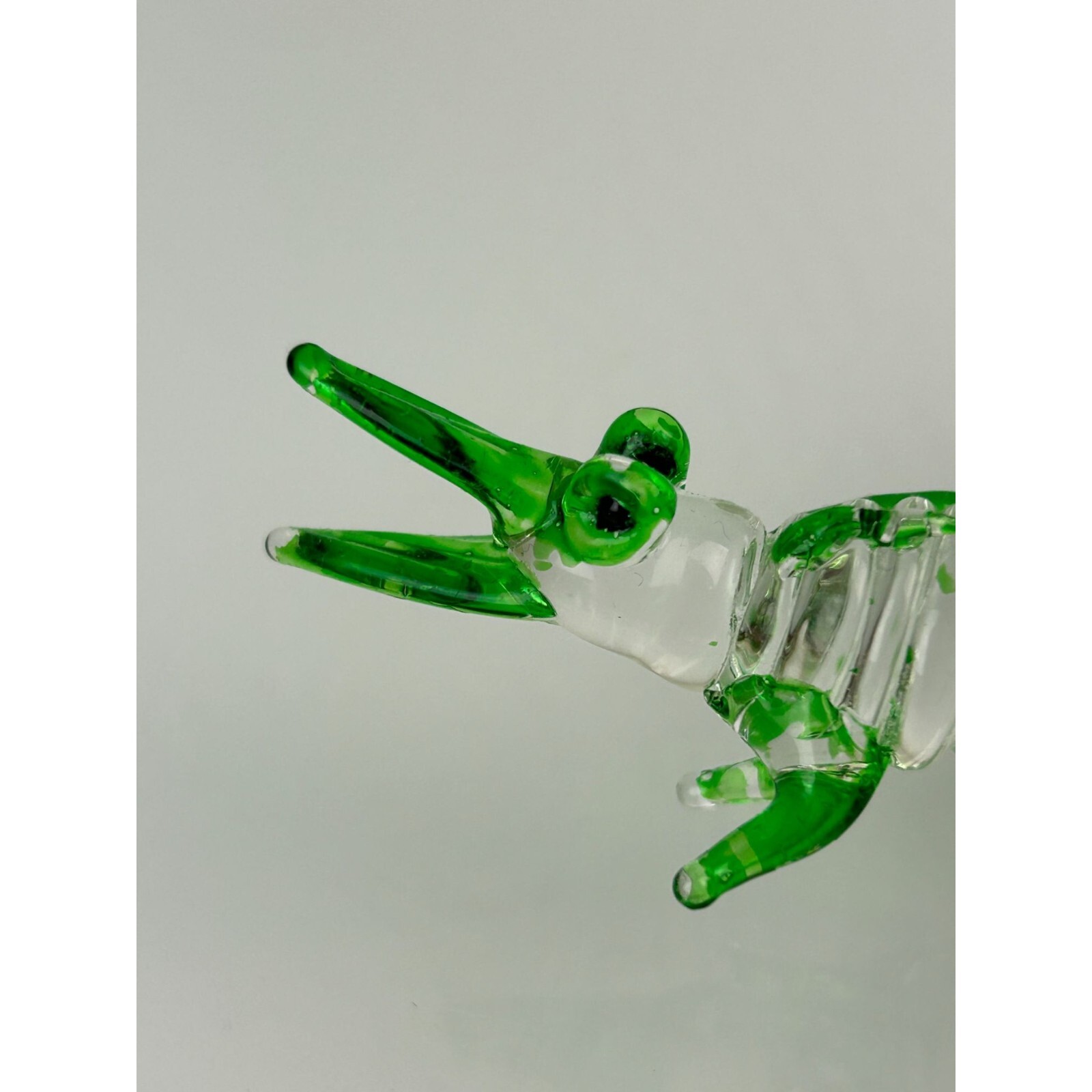 Glass Art Crocodile Alligator Figure, Miniature Clear & Green Shelf Home Decor