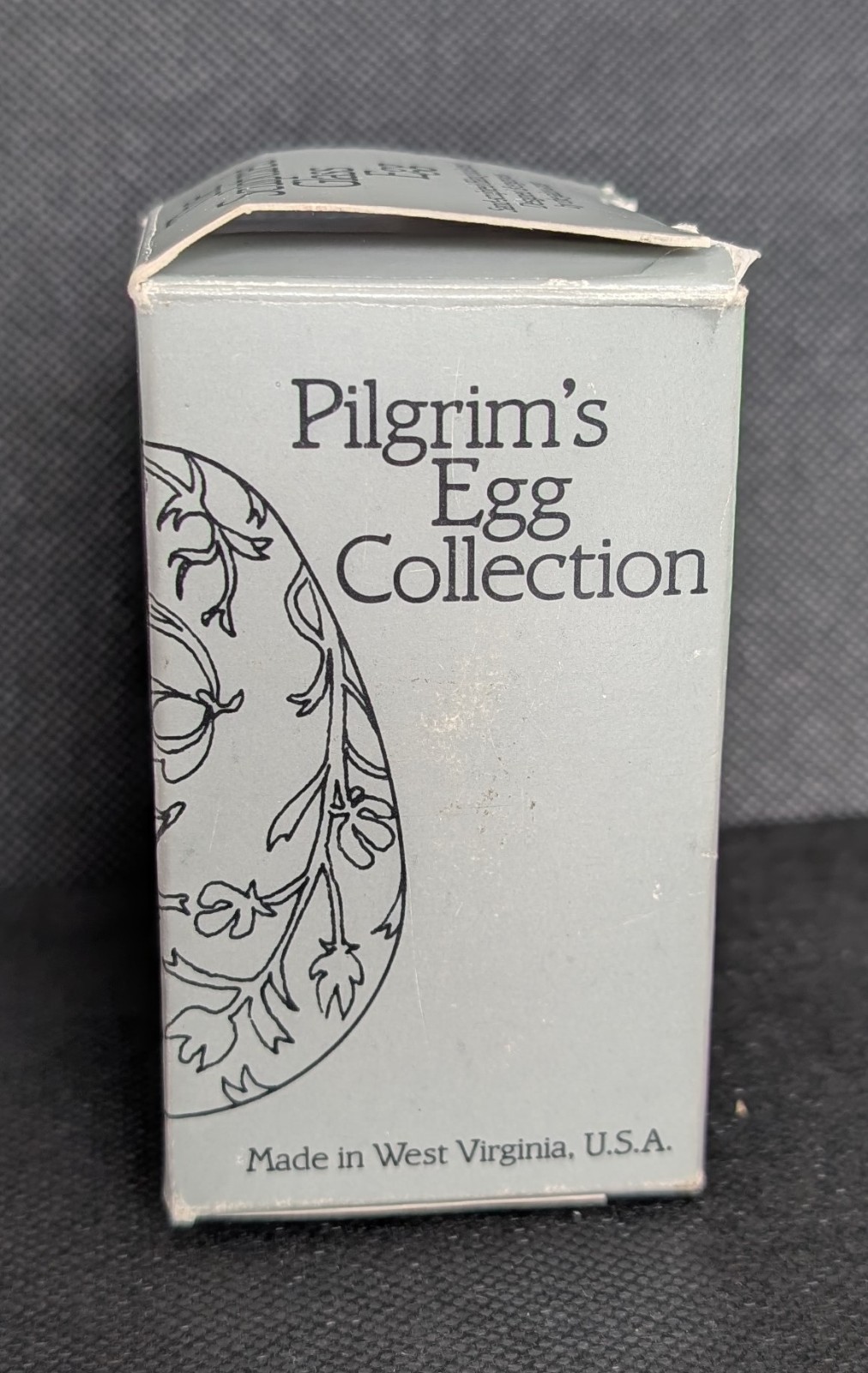 Vtg Pilgram Glass Sand Carved Egg Red with Hearts Original Box Acrylic Stand