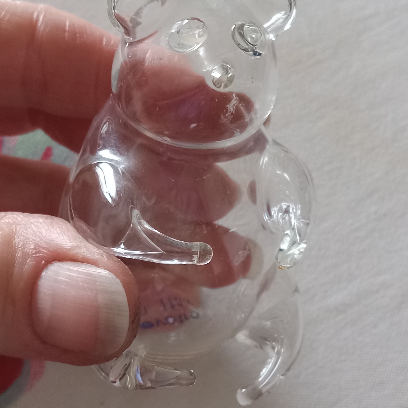 Parise Vetro Italy Small Handblown Clear Glass Teddy Animal 2.75″ Delicate