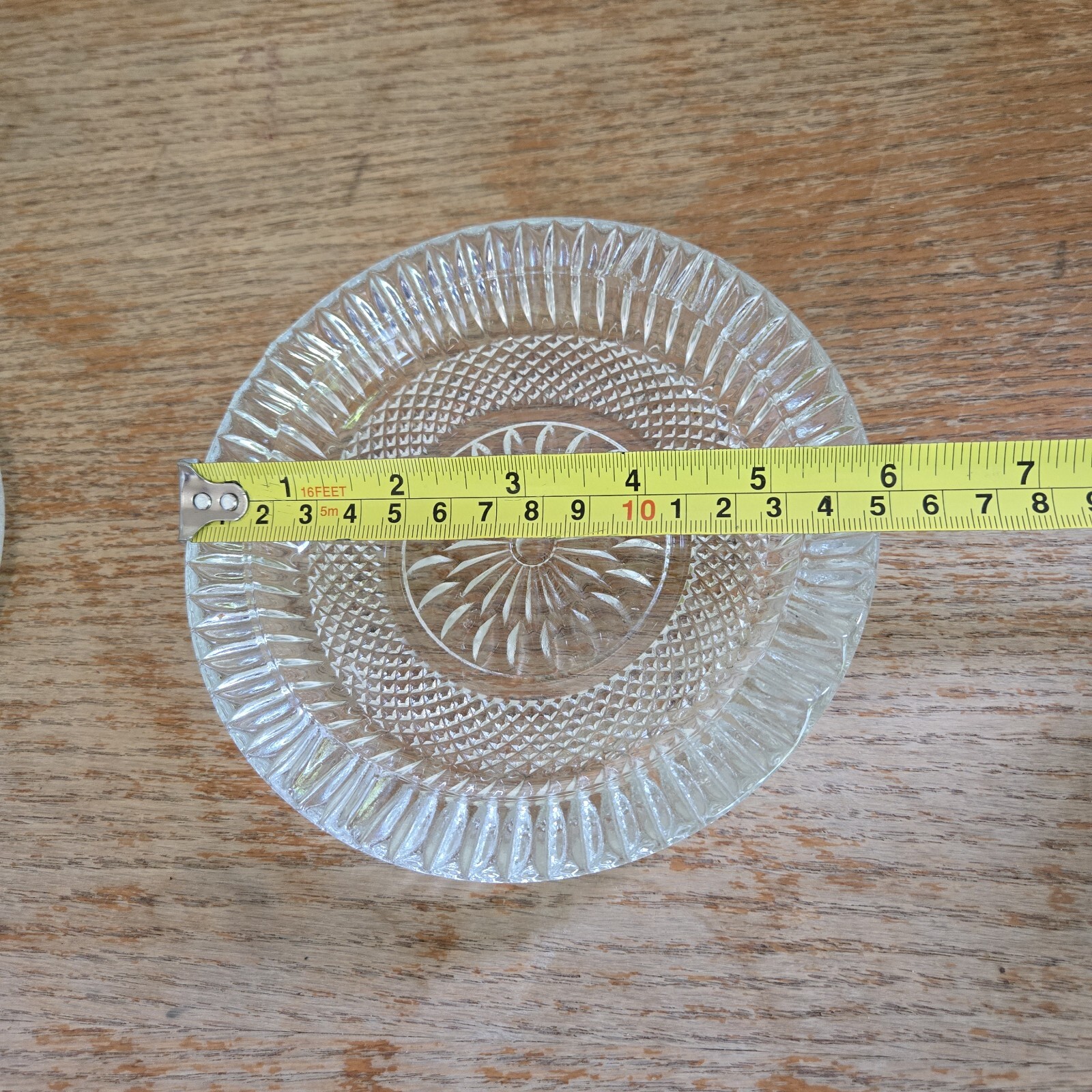 Vtg Round Cut Crystal Ashtray Cigarette/Cigar Flower Starburst Set Of 2
