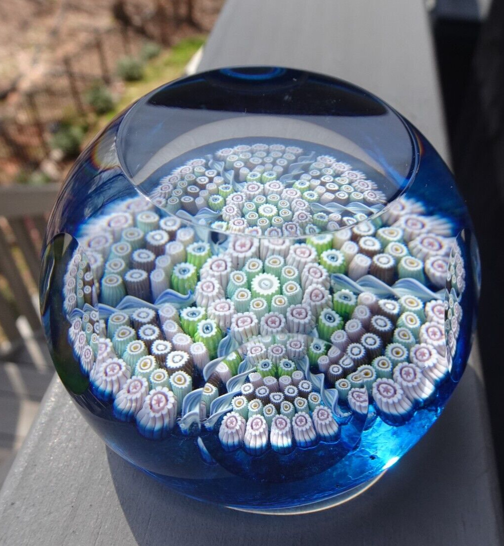 #9/500 Caithness for Edinburgh Crystal Turquoise Delight Millefiori Paperweight