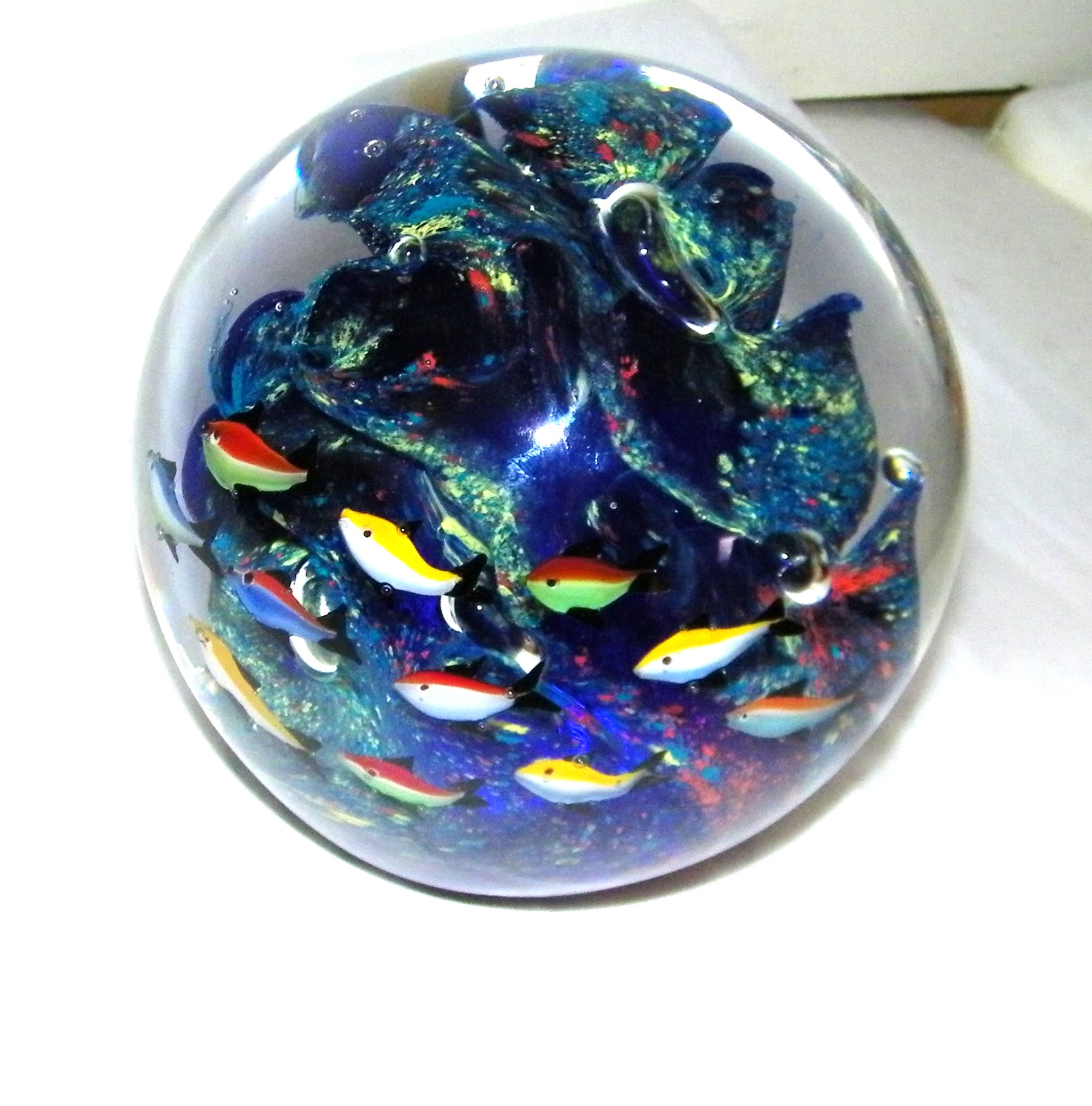 Murano Italian Large 5.5” Round Glass Globe Tropical Fish Coral Aquarium 10 Lbs