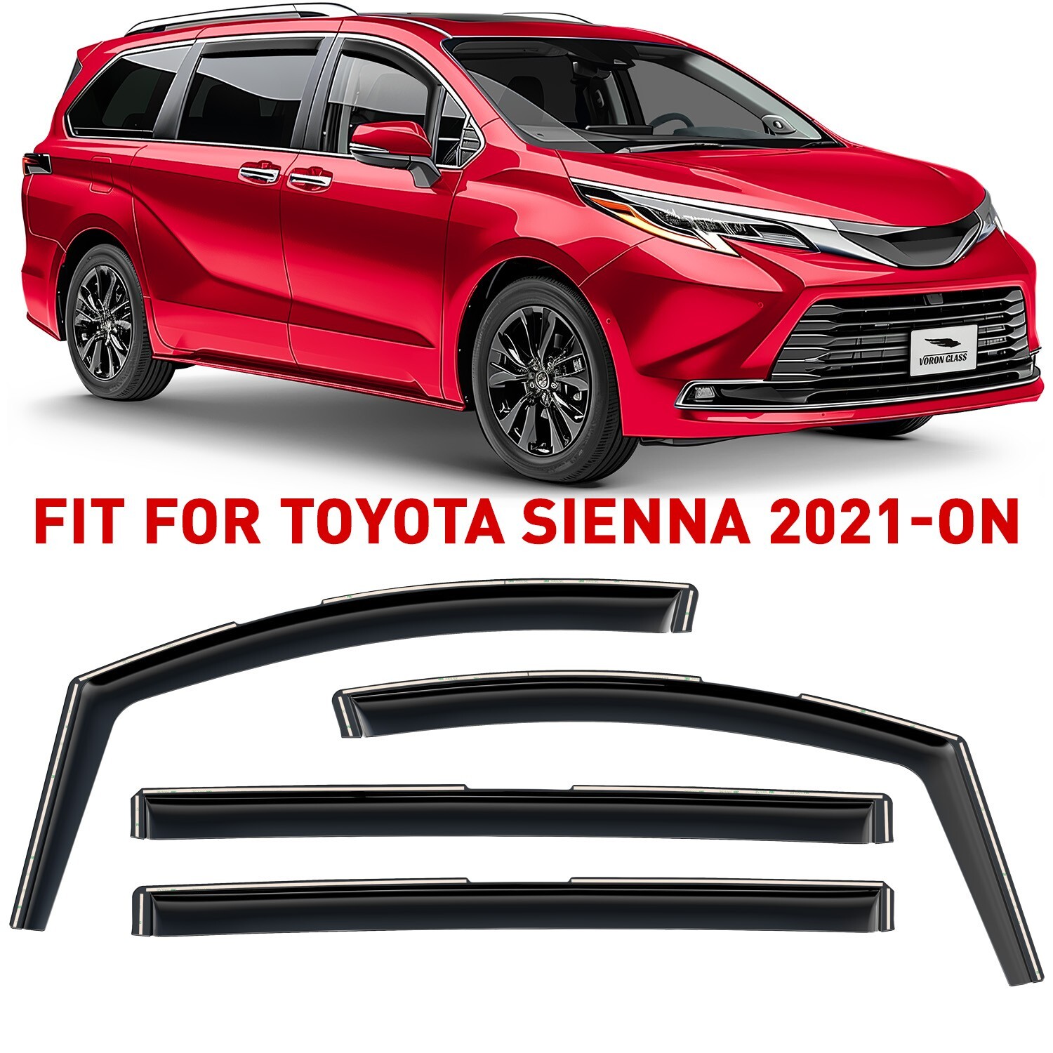 Side Window Deflectors Rain Guards for 2021-2026 Toyota Sienna SHATTERPROOF