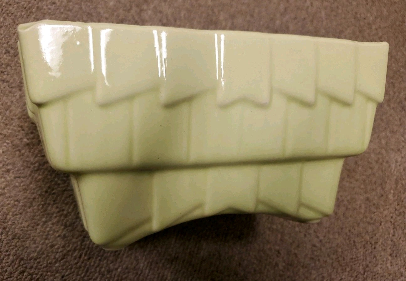Cookson Pottery Vintage Light Lime Green Rectangular Footed Planter Dish 2807