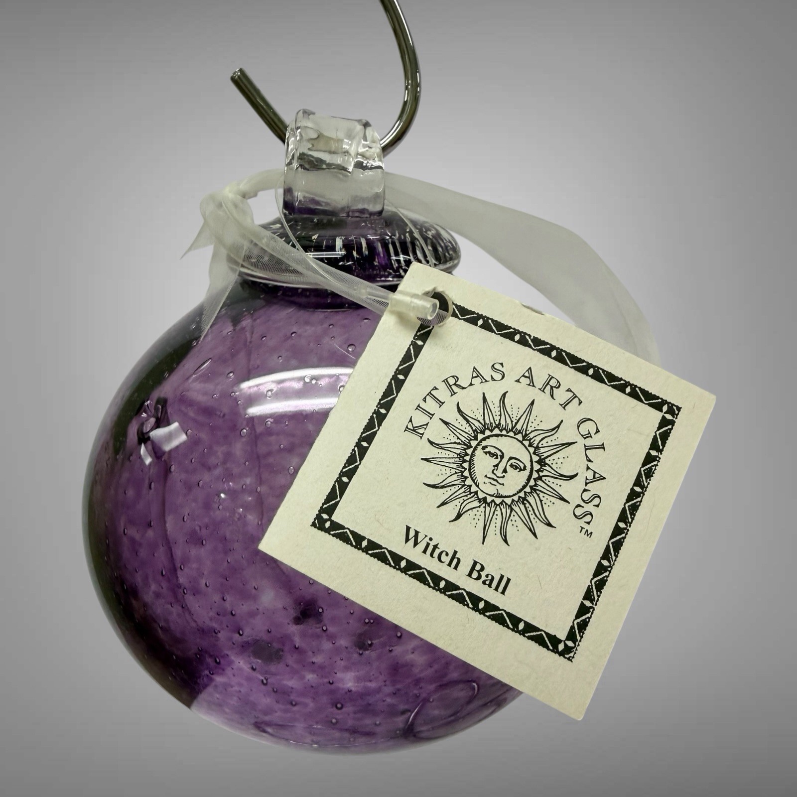 Kitras Art Glass Ball Globe Sphere Large 5” Old English Witch Ball w/Tag No Box