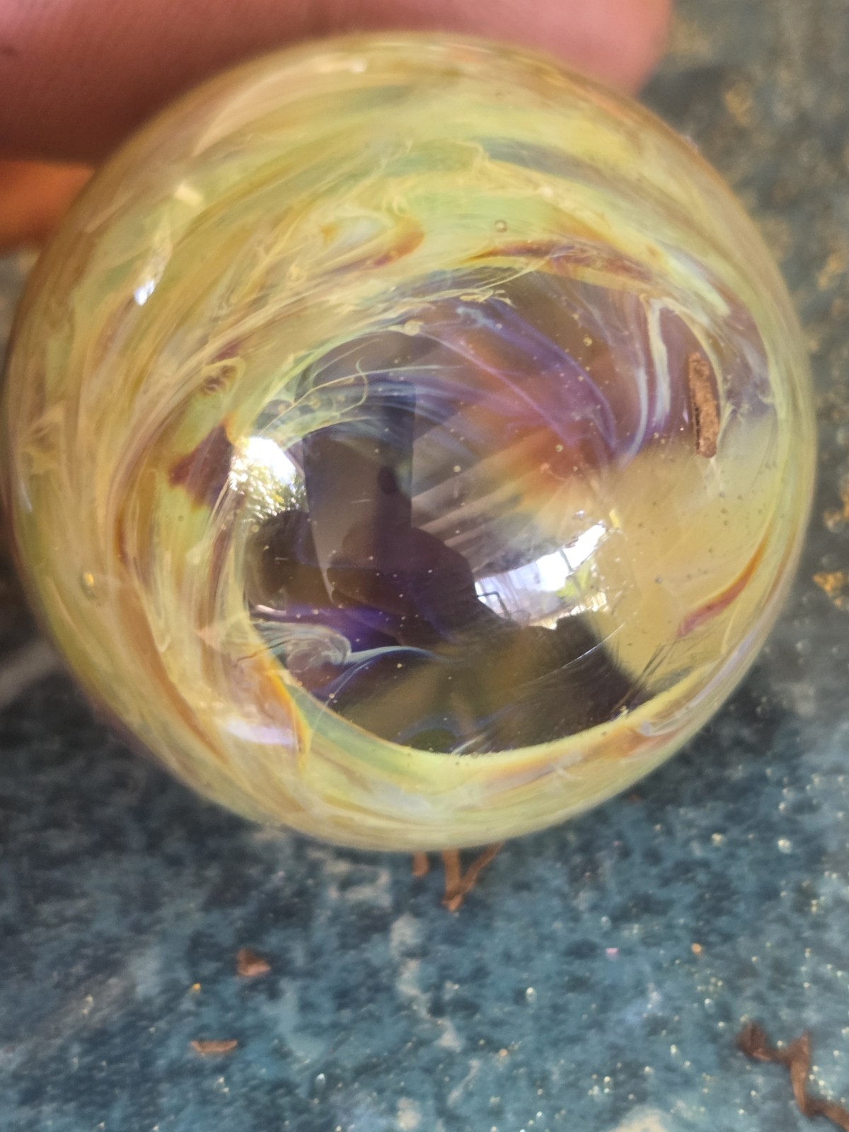 1.5″ Contemporary Art Glass Marble Signed T20 2020 Swirl Heady Paperweight Orb