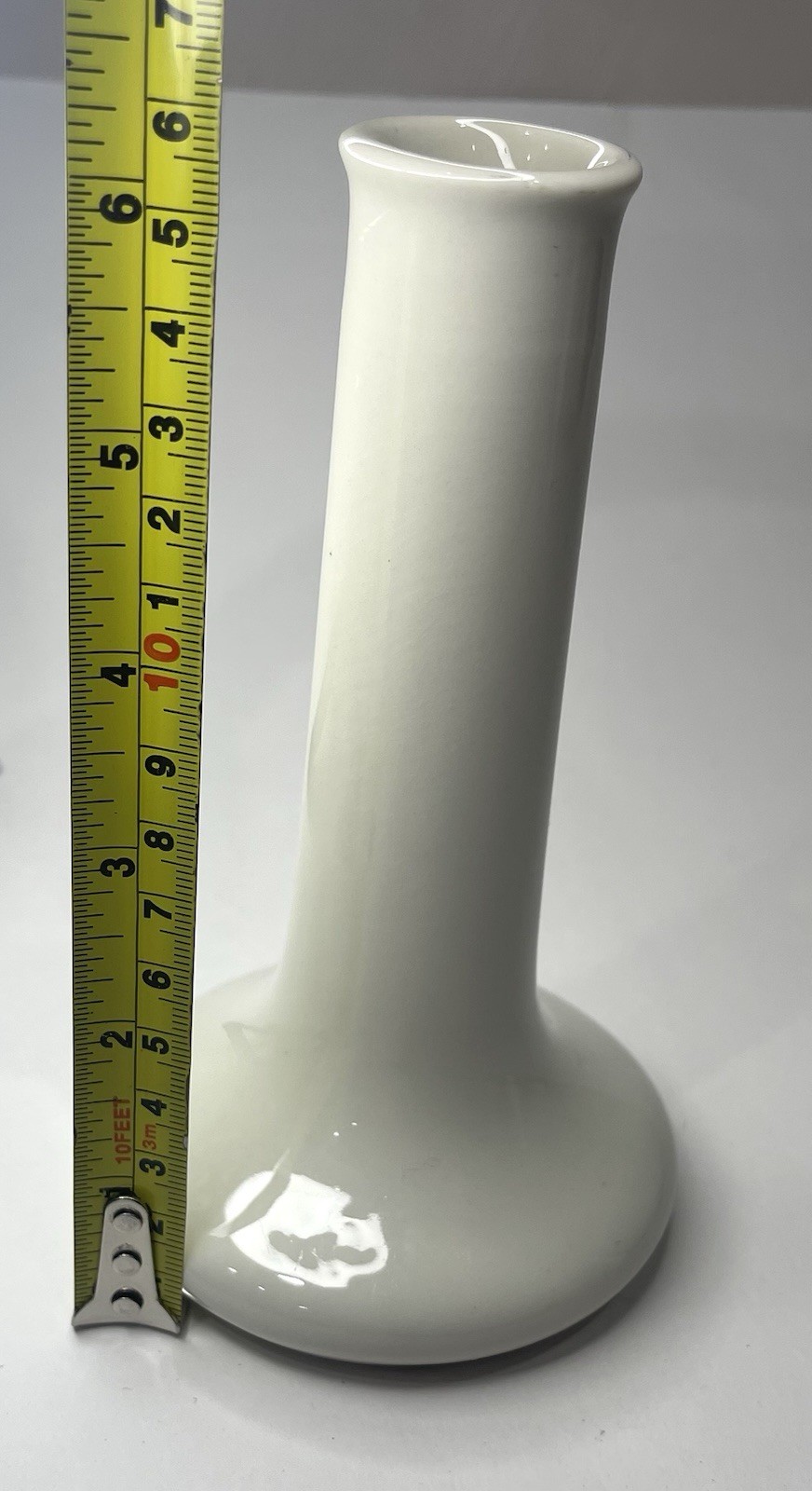 Vintage Hall Pottery USA White Ceramic Bud Vase Mid Century Modern 6″H