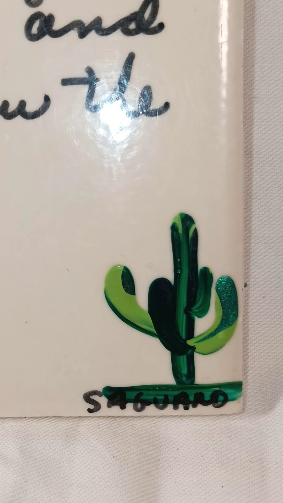 Vtg San Xavier, Saguaro, Mission Tucson AZ Trivet Tile Wall Decor 4.2″ x 4″ USA