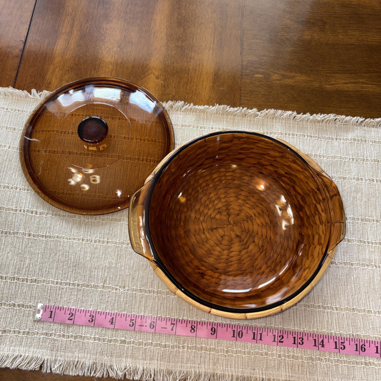 Anchor Hocking Fire King #437 Amber Casserole Dish with Lid & Basket 1-1/2 QT