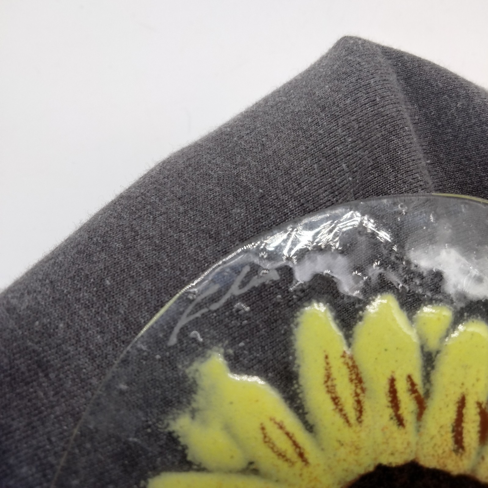 Fused Glass Suncatcher Yellow Sunflower Signed Folio 4″ Round