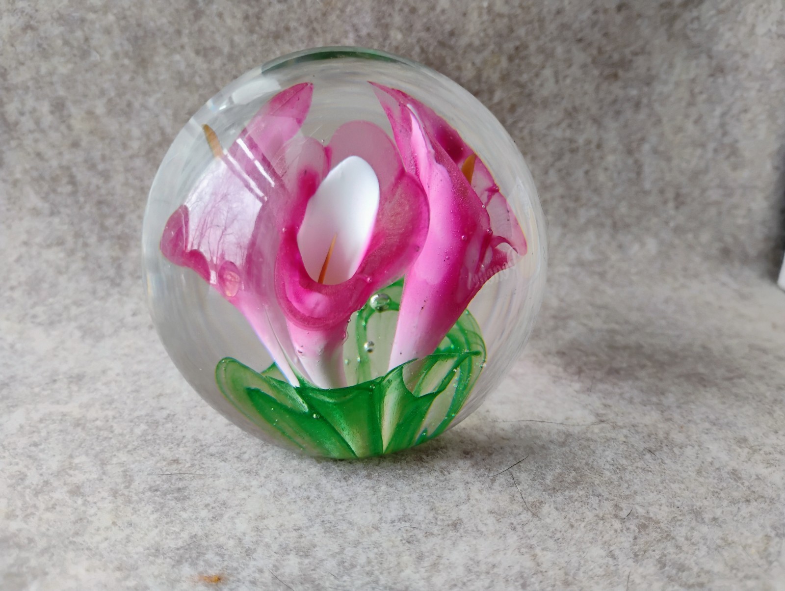 Art Glass Pink Trumpet Flower Paperweight Langham England