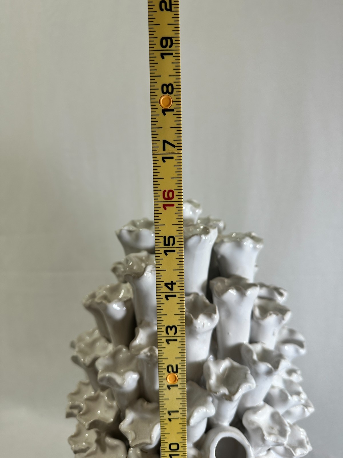 Sanibel Home 15.5″ White Ceramic Multi Bud Vase Large Barnacle Floral Tulipiere