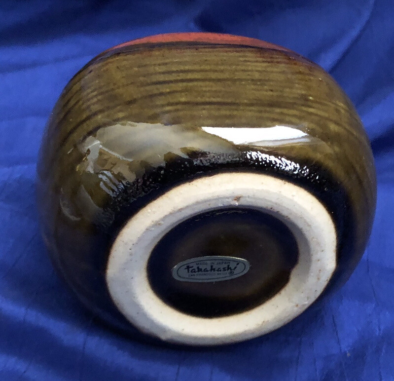 Takahashi San Francisco DRIP GLAZE VASE Small Neck Mouth Weed Pot Art Pottery