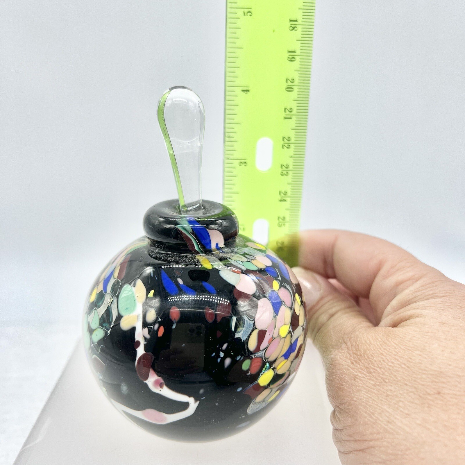 Karg Bubble Art Studio Glass Perfume Bottle W/ Dauber Stopper SIGNED Dots