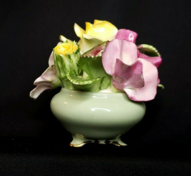 Vintage Adderly Bone China Small Porcelain Flowers In A Flower Pot – England