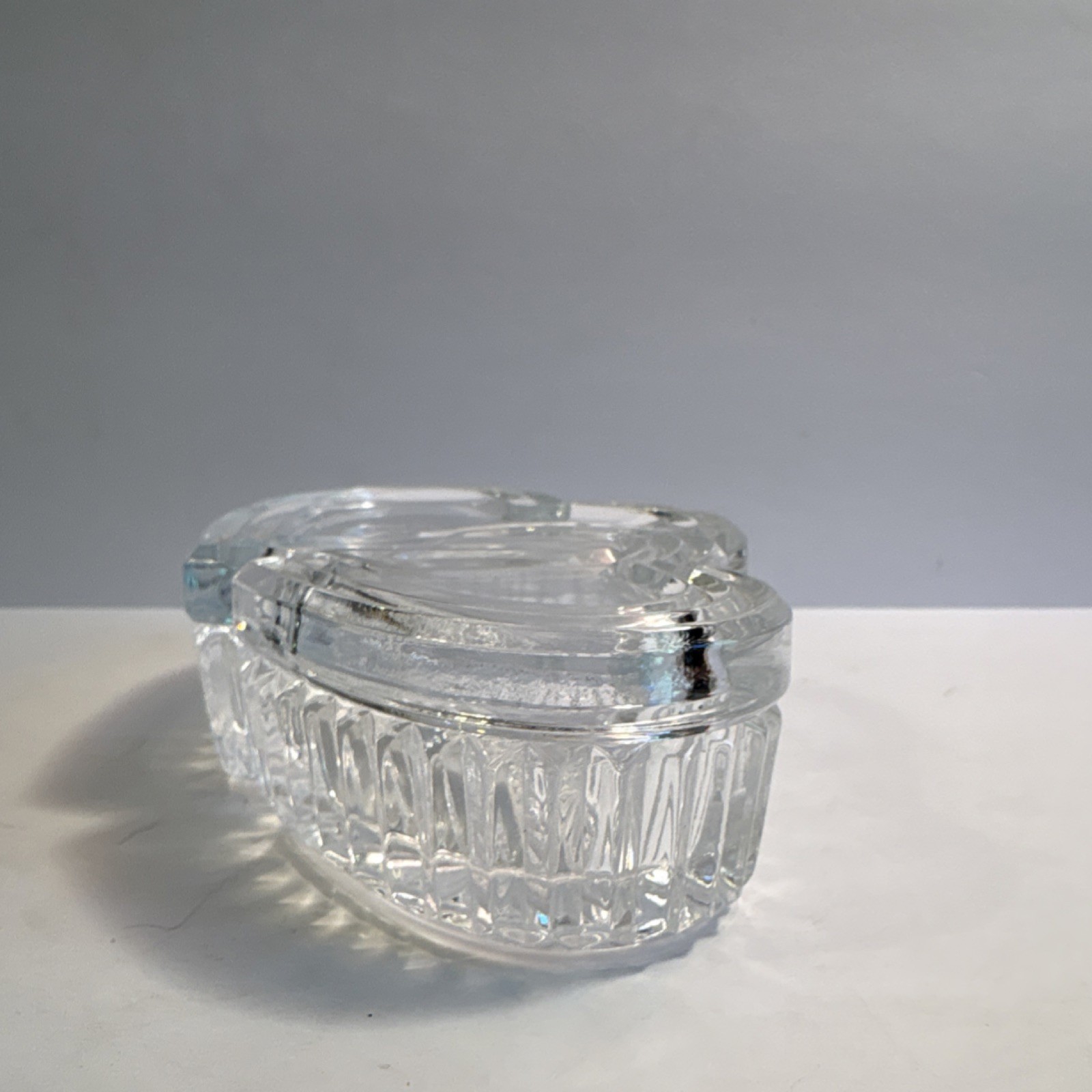 Clear Glass Double Heart Decorative Box with Lid Love Theme 2 Compartments