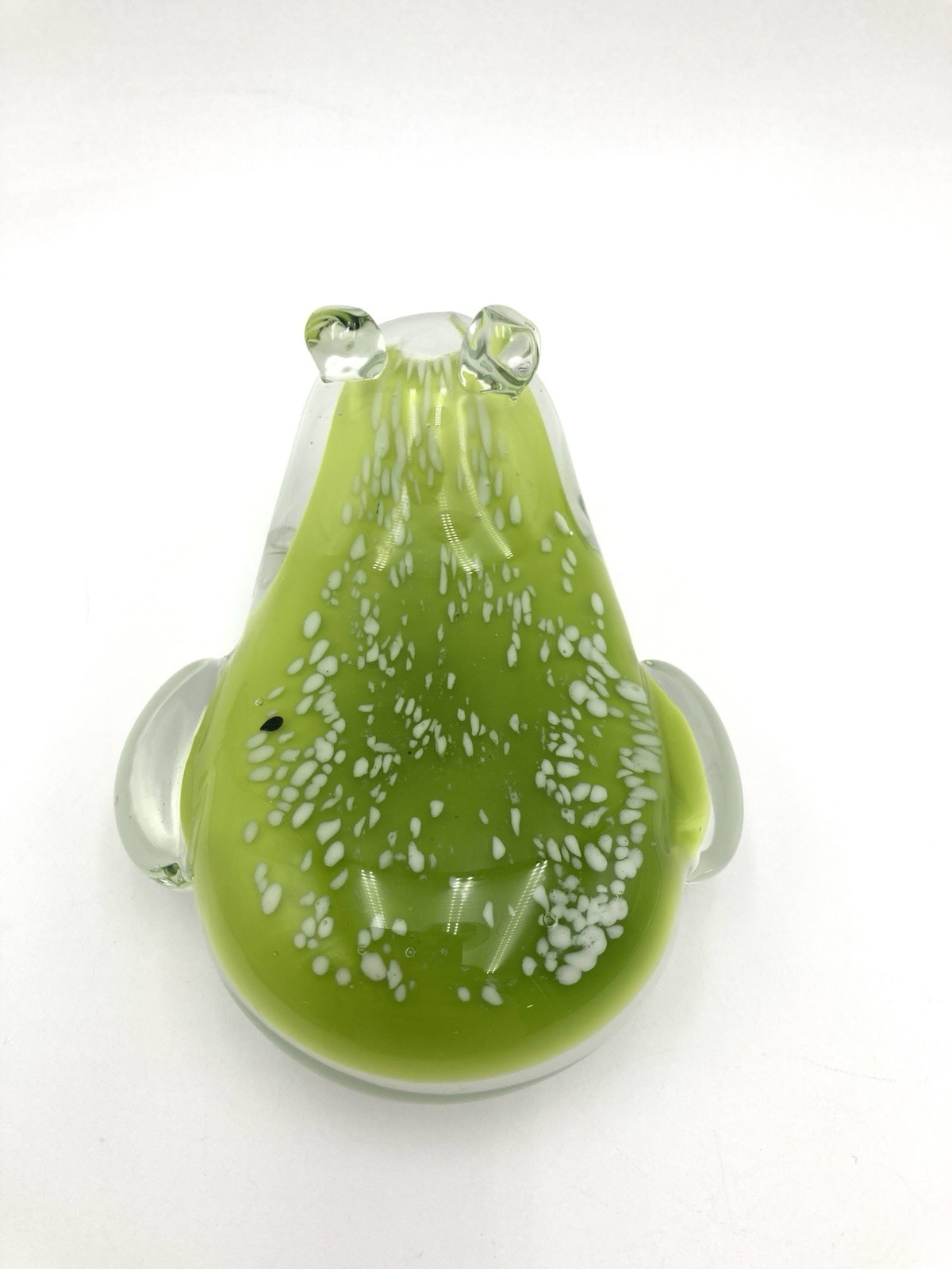 Art Glass Frog Toad Paperweight Speckled Green Vtg SPI Home 3.5” X 4.5”