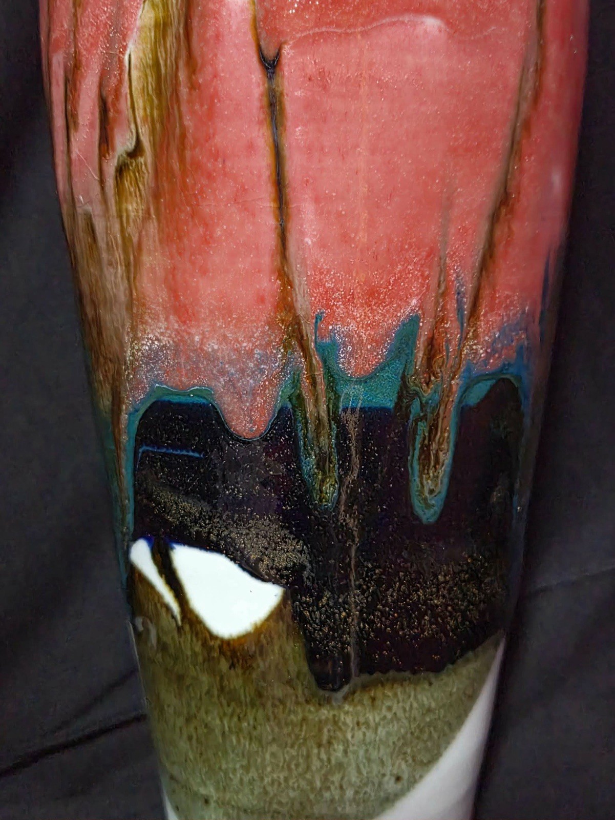 Vintage Ceramic Vase ~ Drip Effect Pottery ~ Mid 20th Century ~ Pottery Vase