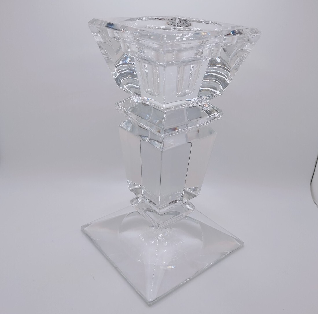 Vintage Large Lead Crystal 7 3/4” T Pedestal Base Taper Candle Stick Holder