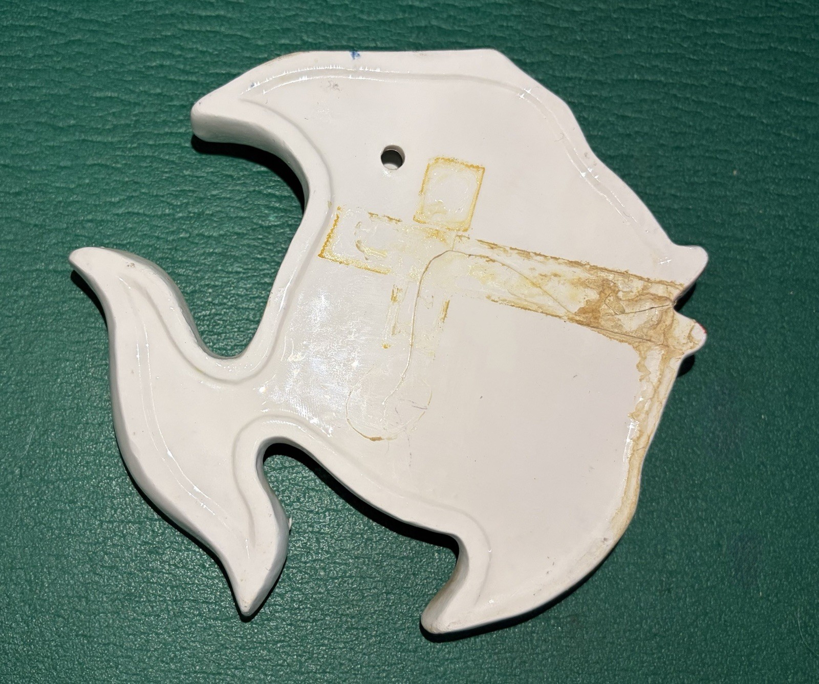 Vtg MCM Bradley Ceramic Fish Wall Pocket Gold Accent Japan, Set of 2, Damage