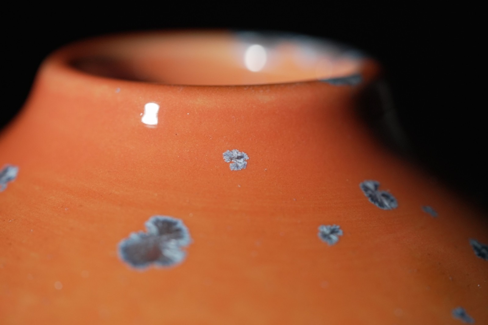 Crystalline Glaze Porcelain Vase 7.5 “Sunset Series” Studio Pottery, Hand Thrown