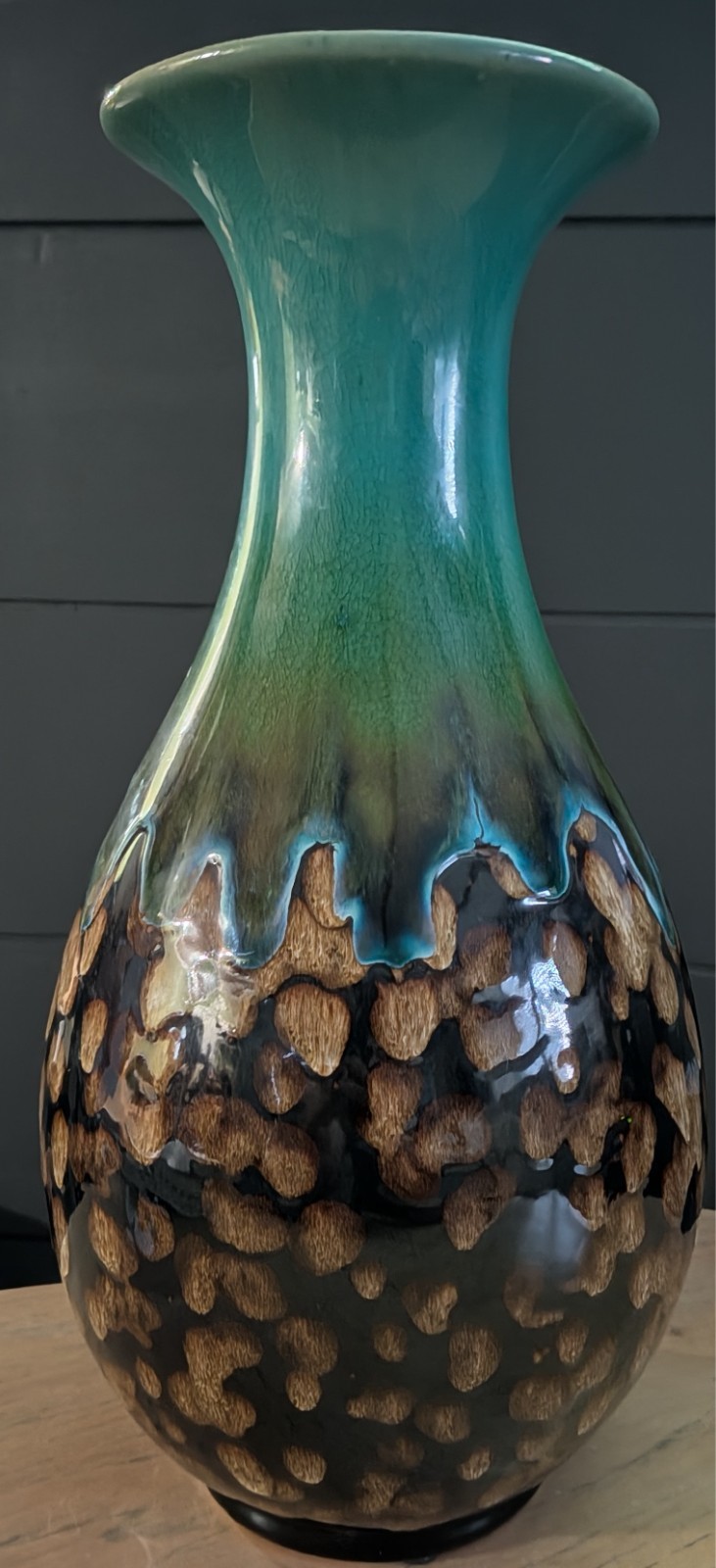 vintage Drip Glaze Porcelain Modern Mid Century 60’s vase Green / Brown