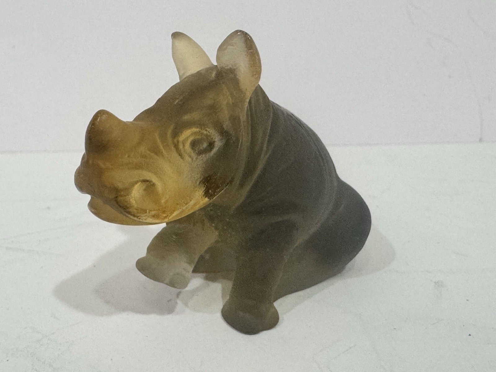 Daum Crystal Pate De Verre Mini Rhinoceros Retail $320 Adorable And Perfect