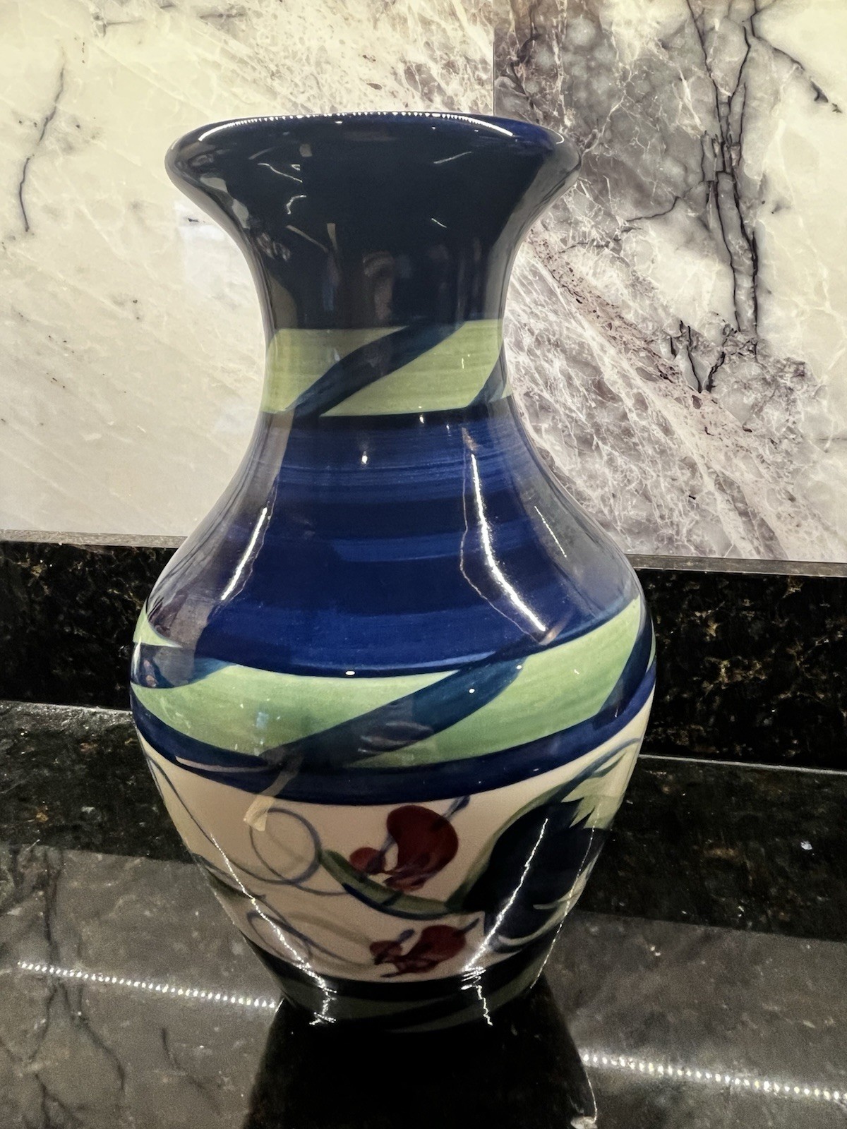 Gail Pittman Vintage Signed Pottery Hand painted 9 3/4”H X 3 3/4”O X6”
