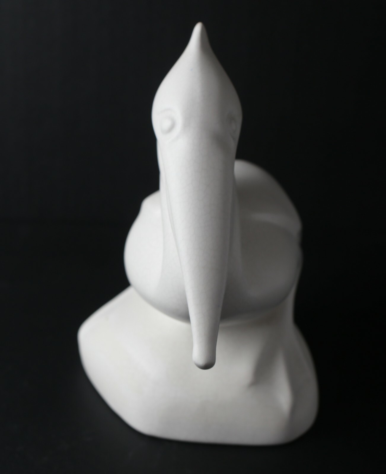 Gouda Pottery White Pelican Figurine, crackle finish, matte or satin finish