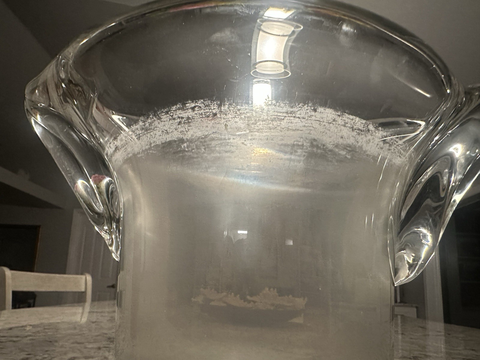 Daum France Large Signed Clear Crystal Vase Heavy Vintage Read
