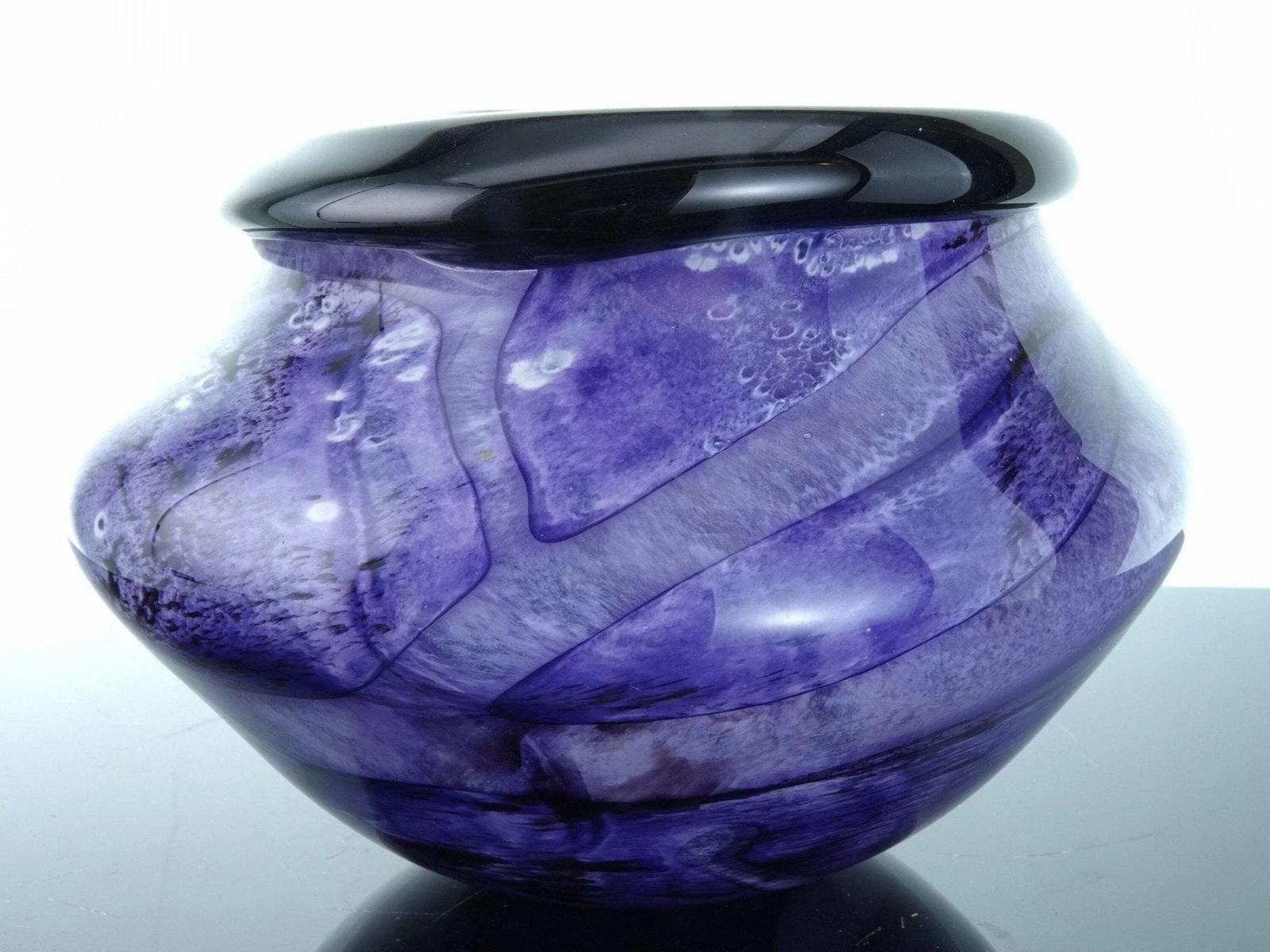 1997 Robert Eickholt Heavy Purple Abstract studio art glass vase