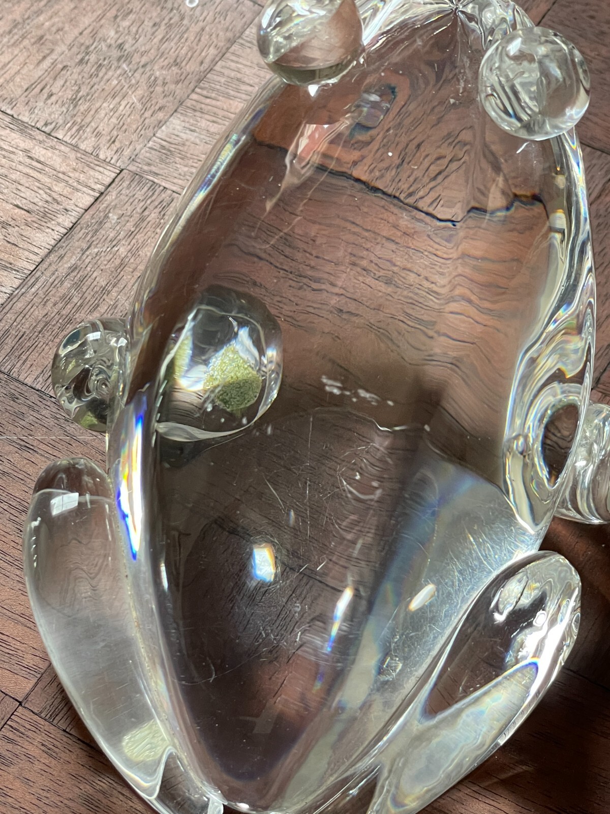 STEUBEN CRYSTAL GLASS FROG LARGE DESIGN BY LLOYD ATKINS RARE