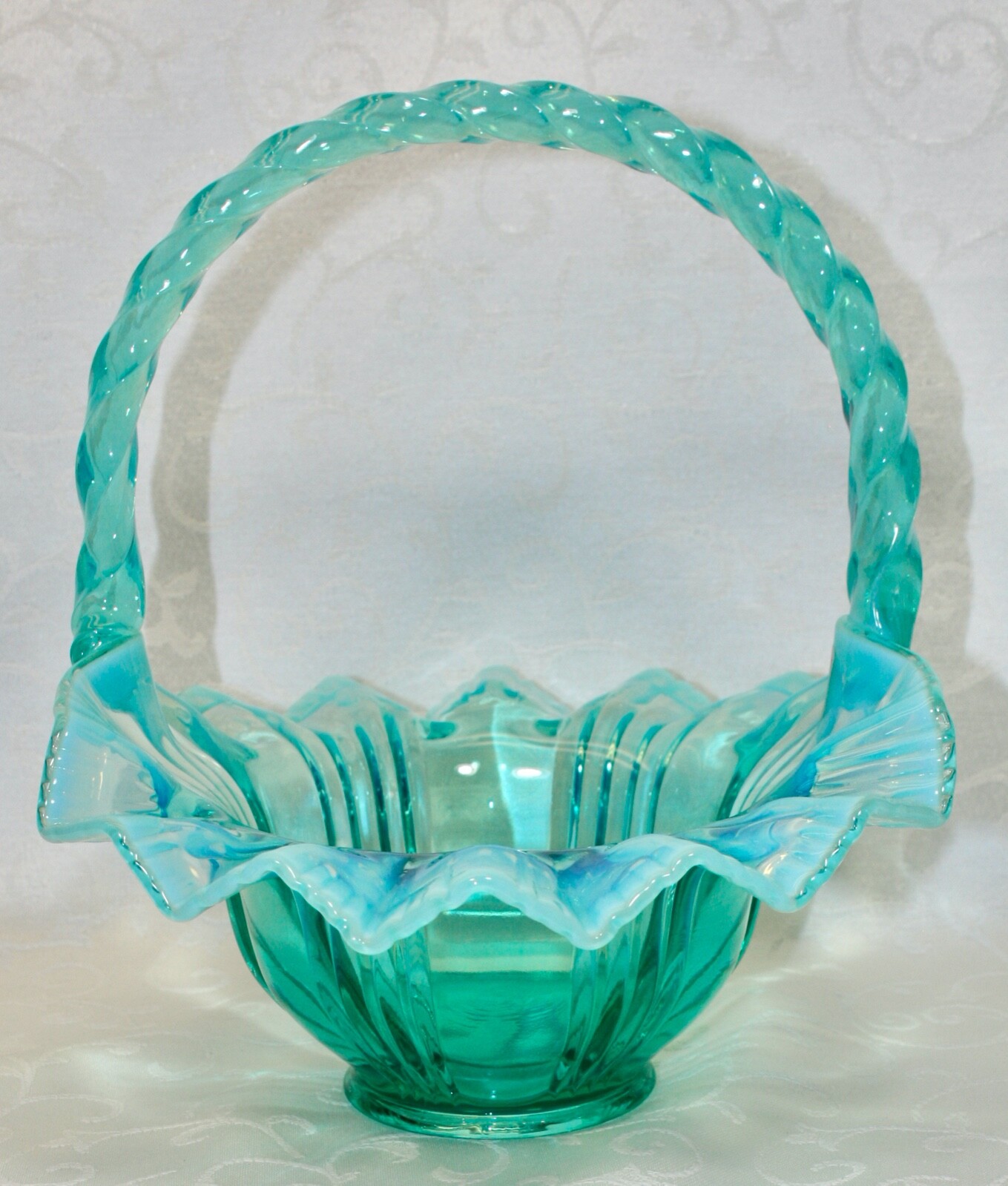 Fenton, Basket, Robins Egg Blue Glass.