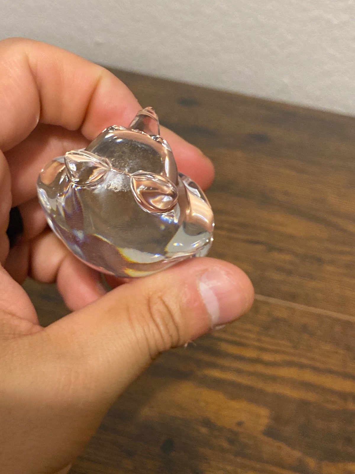 VTG STEUBEN Clear Crystal Bear Hand Cooler/Paperweight By LLOYD ATKINS 2.5″H