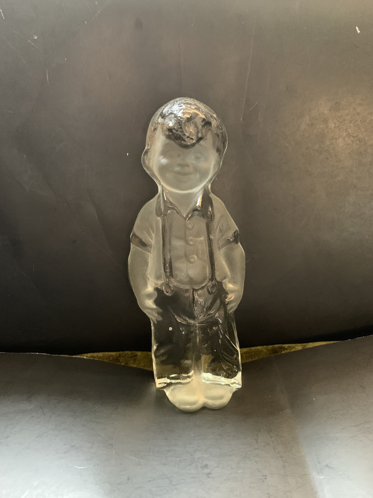 VTG Viking Glass Little Boy Ice Paperweight Figurine Bookend Hand Made 8” Tall