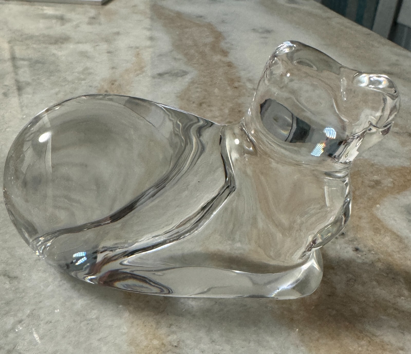 Atlantis Crystal Cat Figurine Paperweight Solid crystal clear 4″ hand blown