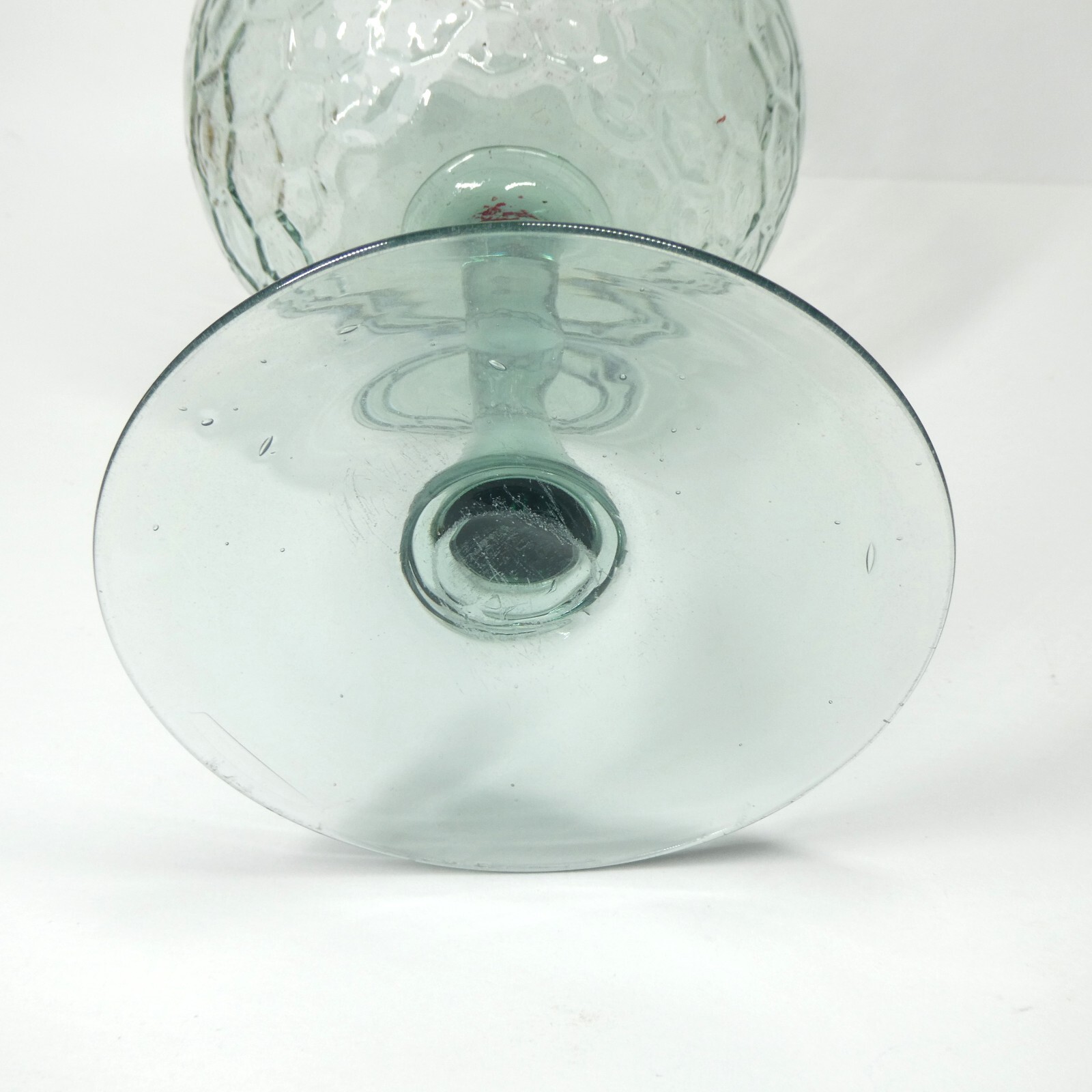 Empoli Glass Light Blue Optic Footed Pedestal Vase Snifter Large 12″ Vintage MCM
