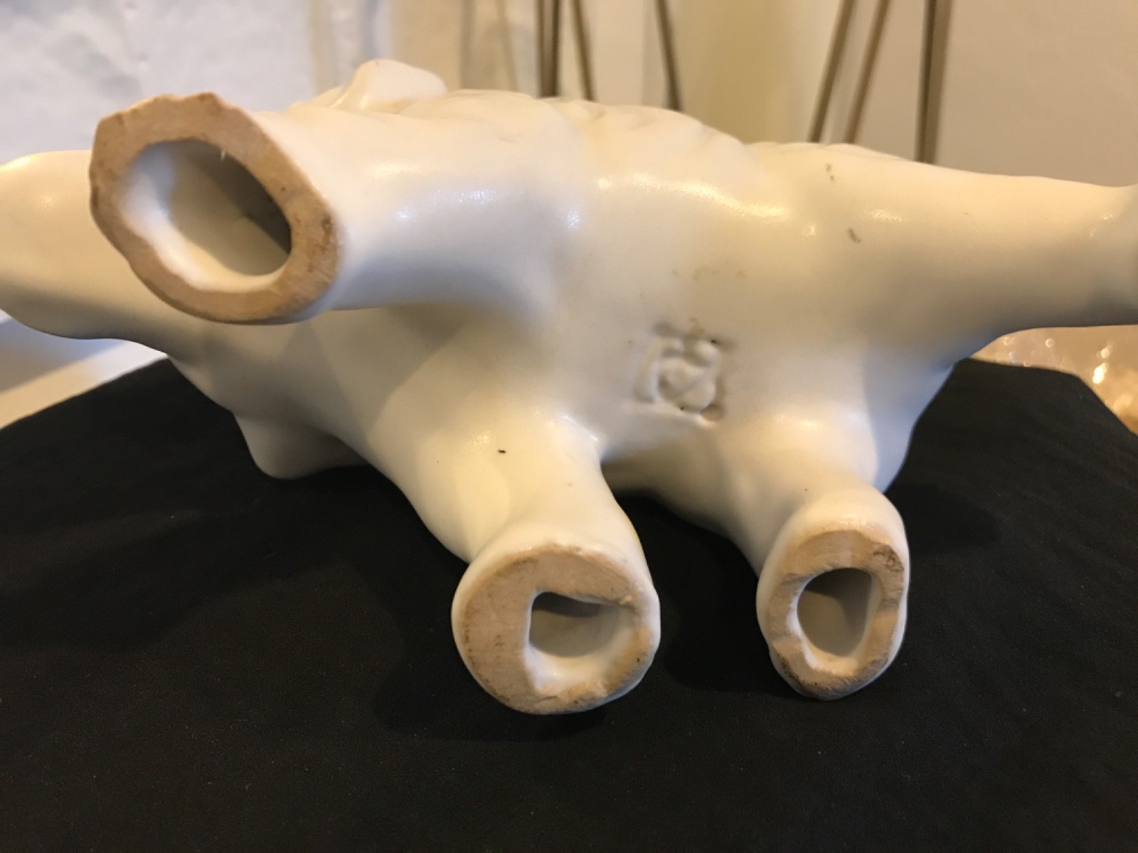 Van Briggle White Moon Glow Elephant Pottery 1950’s Vintage Mid Century