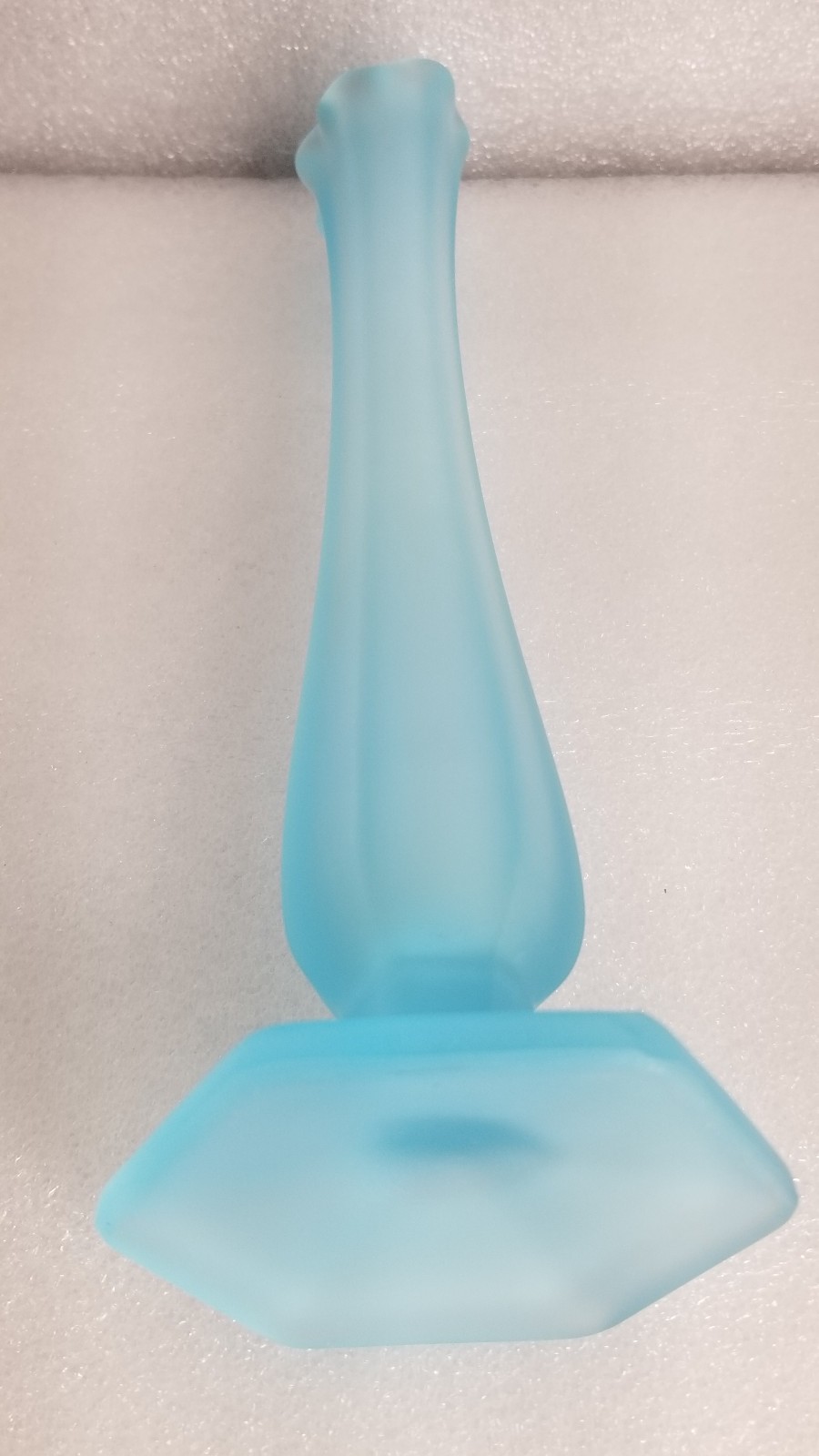 Westmoreland Glass * Paneled Bud Vase * Light Blue Satin Mist * 9.5″ * 0762